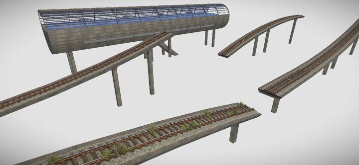 Rust Modular Elevated Railways Pack Prefabs