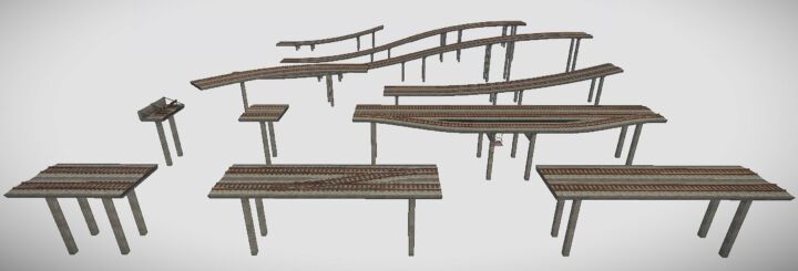 Rust Modular Elevated Railways Pack Prefabs
