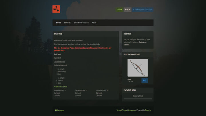 Rust Tebex Template - Outpost All Products
