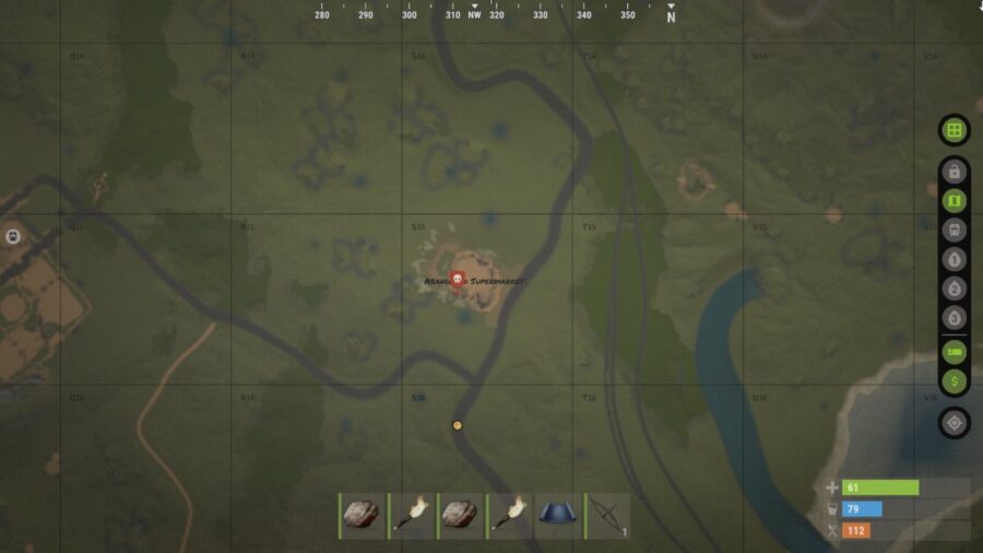 Graphic visual of the in-game map view of the Abandoned Supermarket in Rust.