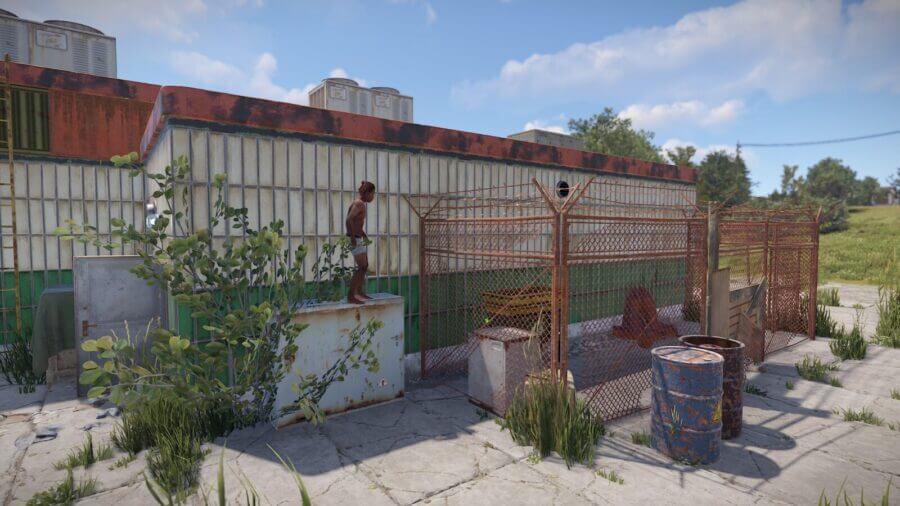 You can access the roof from also jumping on this electrical box in the back, and then up on the fence then the roof.