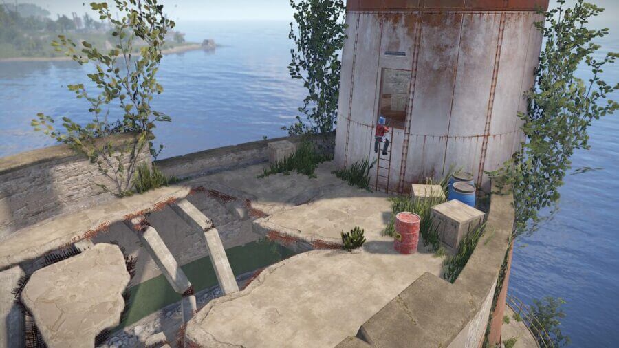 Once finished, you may continue the route by climbing this confidently strong rusty ladder to enter the tower.