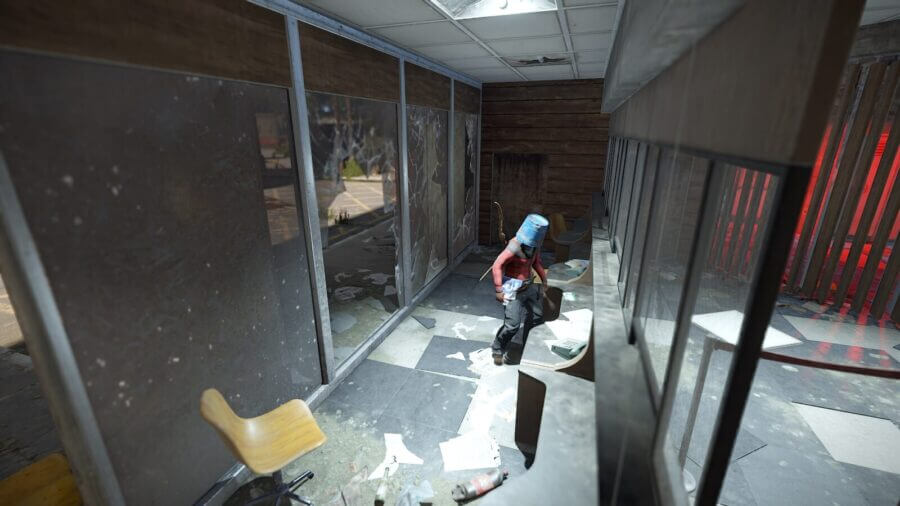 Located in the "4th" entrance of the ferry on the side where the recycler is you will see a broken glass entry that will lead you into this small reception desk area. Not very useful other than to just hide or camp in.