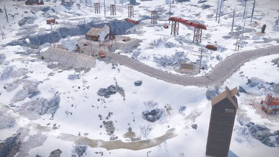 Aerial view of the most advantageous base building location to obstruct this monuments utilities.