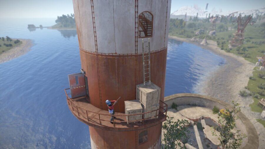 Through the door of the upper tower will reveal a small ledge with another ladder. Climb up to finish the route.