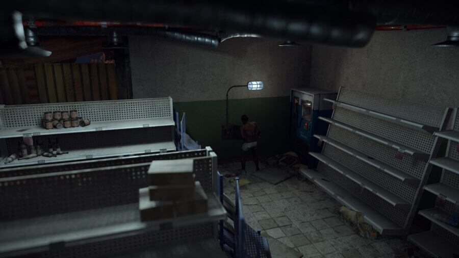 There are 2 light switches. One is located in the storefront.