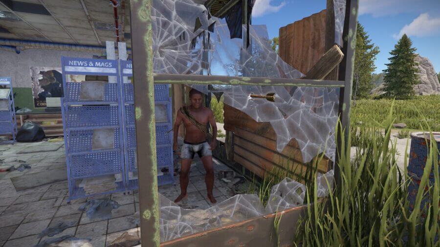 Similar to other monuments, the glass shards on windows are not penetrable however you can shoot freely through the open parts.
