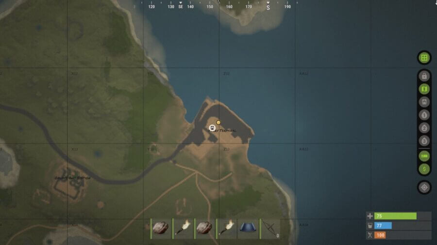 In game map view of the Ferry Terminal's footprint.