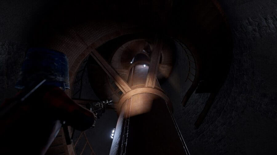 Still within the initial staircase entrance of the monument you can look up to see if anyone is camping. The staircase is broken so you cannot climb all the way up this part.