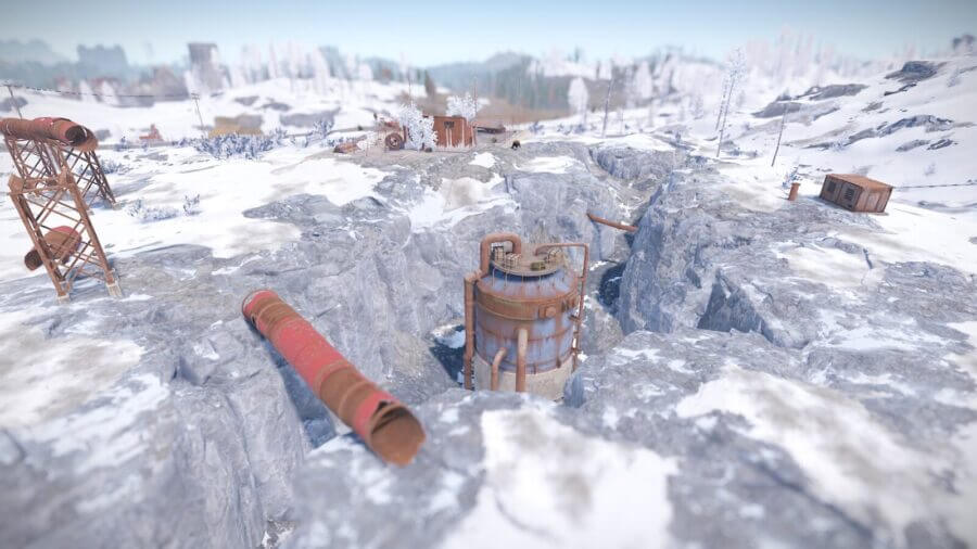 Arial view of the sewer branch rust monument