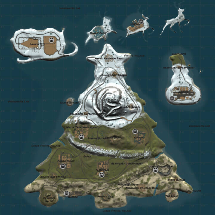PineLand custom christmas rust map image overview of the map layout.