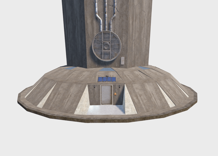 Rust Heli Tower with Glass Prefabs