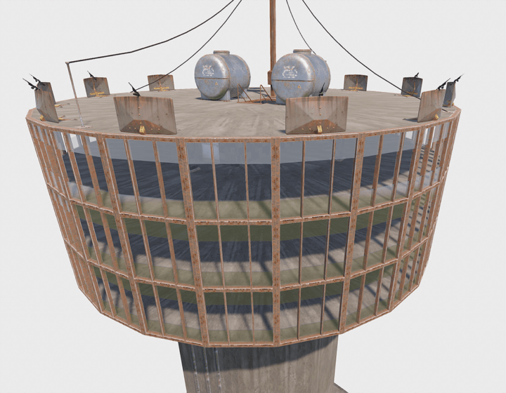 Rust Heli Tower with Glass Prefabs