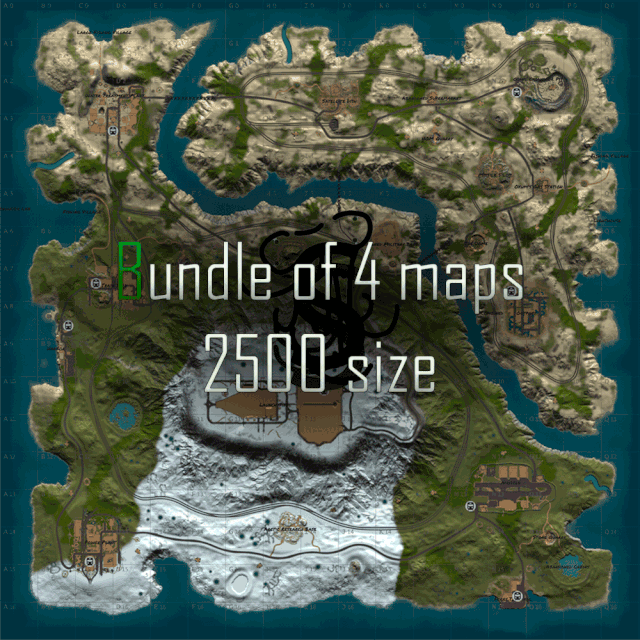 Bundle Of 4 Maps 2500 Size Rust - Lone Design