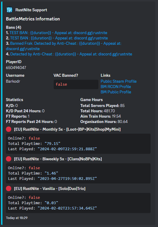 Rust Advanced BattleMetrics Ticket System All Products