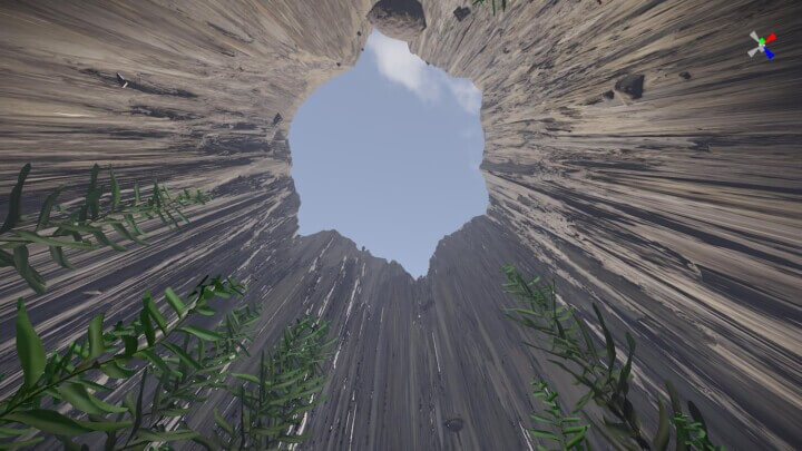 looking up from the bottom of Sink Hole City