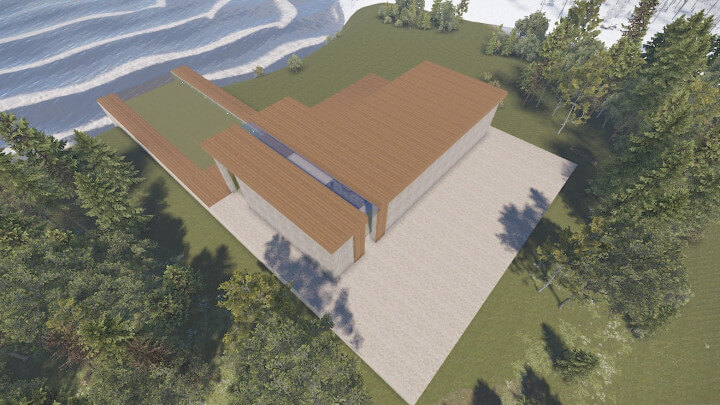 Rust Modern House With Pool | Place For Building Prefabs