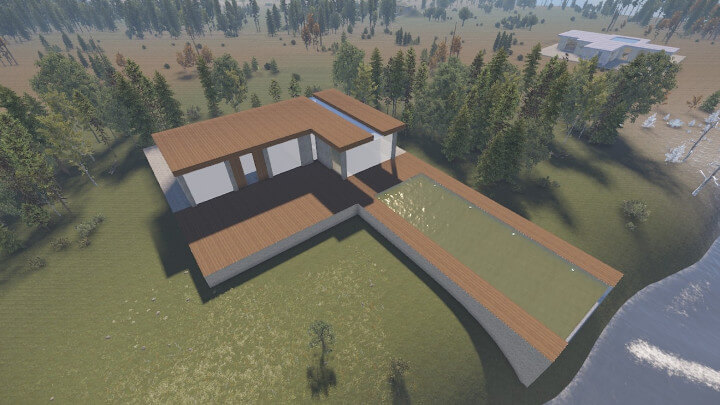 Rust Modern House With Pool | Place For Building Prefabs