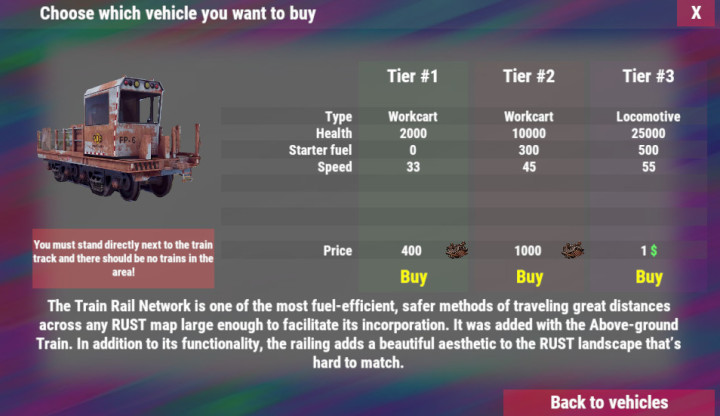 Rust Vehicle Vendor All Products