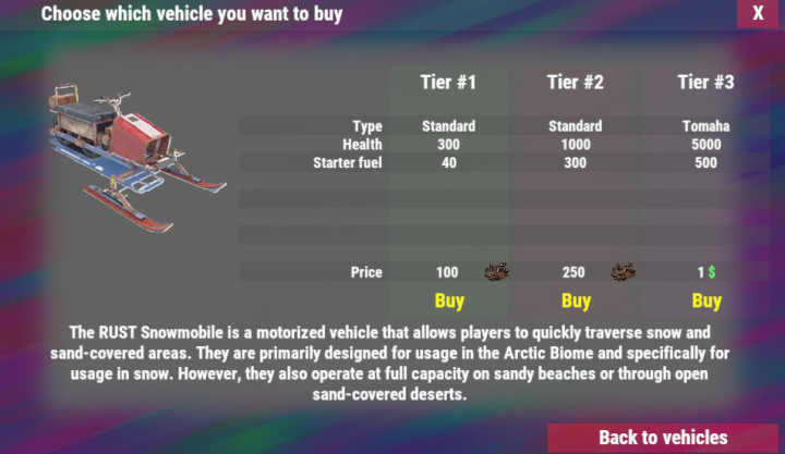 Rust Vehicle Vendor All Products