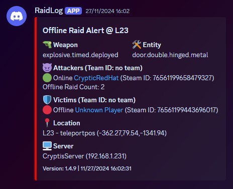 Offline Raid Limiter 1 Rust Offline Raid Limiter All Products