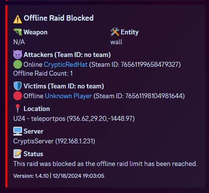 Offline Raid Limiter 3 Rust Offline Raid Limiter All Products