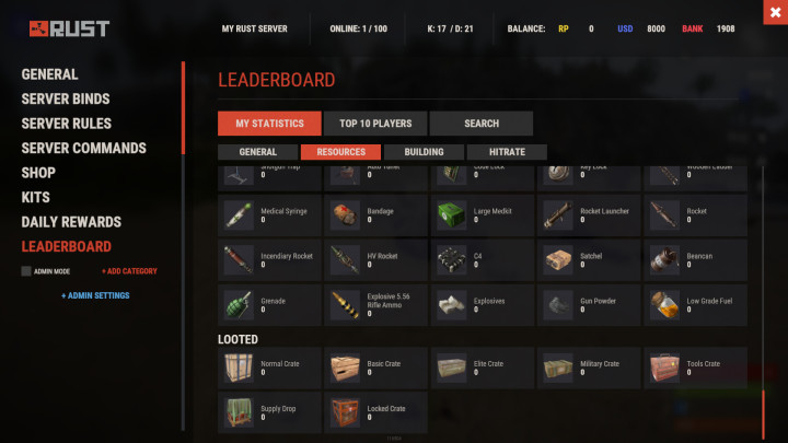 Ultimate Leaderboard 8 Rust Ultimate Leaderboard Prefabs