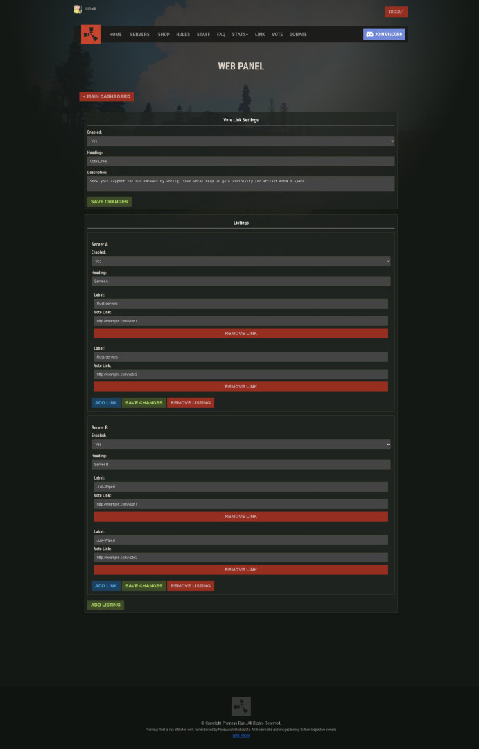 Rust Outpost Template - Vote Links All Products
