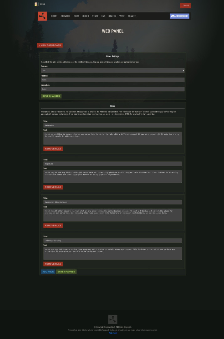 Rust Website Template - Outpost All Products